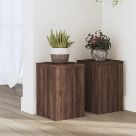 Plant stands 2 units brown oak wood 20x20x30 cm by , Pot stands - Ref: Foro24-852903, Price: 37,99 €, Discount: %