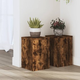 Soportes de plantas 2 uds madera roble ahumado 20x20x30 cm de , Soportes para macetas - Ref: Foro24-852901, Precio: 36,49 €, ...