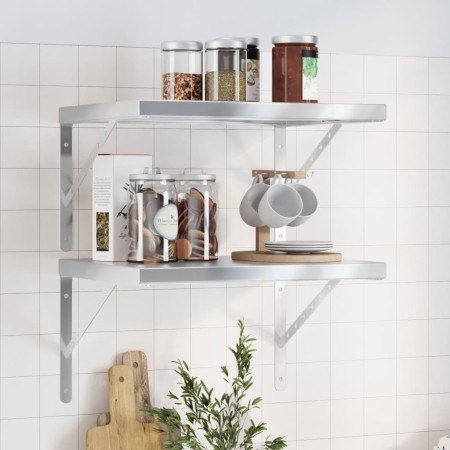 Wall shelves 2 units stainless steel silver 50x40 cm by , Shelves and shelves - Ref: Foro24-3214508, Price: 63,69 €, Discount: %