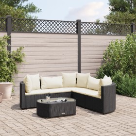 6-teiliges Gartensofa-Set und Kissen aus schwarzem Kunststoff-Rattan. von , Gartensets - Ref: Foro24-3308392, Preis: 400,76 €...