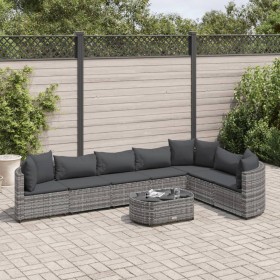 Set of garden sofas and cushions 8 pieces synthetic rattan gray by , Garden sets - Ref: Foro24-3308386, Price: 490,43 €, Disc...