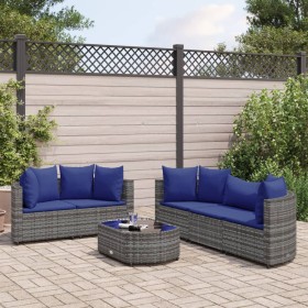 Gartenmöbel-Set 6-teilig mit grauen Polstern aus synthetischem Rattan von , Gartensets - Ref: Foro24-3308423, Preis: 385,80 €...