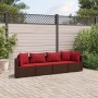 Garden sofa set 4 pieces with brown synthetic rattan cushions by , Garden sets - Ref: Foro24-3308461, Price: 257,34 €, Discou...