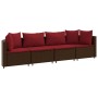 Garden sofa set 4 pieces with brown synthetic rattan cushions by , Garden sets - Ref: Foro24-3308461, Price: 257,34 €, Discou...