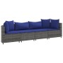 Garden sofa set 4 pieces and gray synthetic rattan cushions by , Garden sets - Ref: Foro24-3308463, Price: 256,99 €, Discount: %