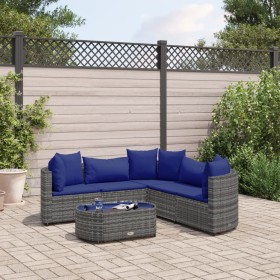 6-piece garden furniture set with gray synthetic rattan cushions by , Garden sets - Ref: Foro24-3308399, Price: 370,28 €, Dis...