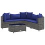 6-piece garden furniture set with gray synthetic rattan cushions by , Garden sets - Ref: Foro24-3308399, Price: 370,28 €, Dis...