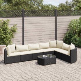 Gartensofa-Set und Kissen, 8-teilig, aus schwarzem Kunststoff-Rattan. von , Gartensets - Ref: Foro24-3308384, Preis: 543,99 €...