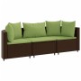 Three-piece garden sofa set and brown synthetic rattan cushions. by , Garden sets - Ref: Foro24-3308454, Price: 269,93 €, Dis...