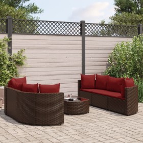 7-piece garden sofa set with brown PE rattan cushions by , Garden sets - Ref: Foro24-3308437, Price: 441,99 €, Discount: %