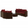 7-piece garden sofa set with brown PE rattan cushions by , Garden sets - Ref: Foro24-3308437, Price: 441,82 €, Discount: %