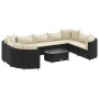 Gartensofa-Set und Kissen, 10-teilig, aus schwarzem Kunststoff-Rattan. von , Gartensets - Ref: Foro24-3308400, Preis: 728,17 ...