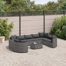 Gartensofa-Set und Kissen, 10-teilig, aus grauem Kunst-Rattan. von , Gartensets - Ref: Foro24-3308402, Preis: 602,68 €, Rabat...