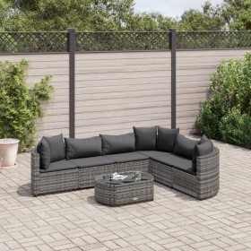 Gartensofagarnitur 7-teilig mit grauen Polstern aus synthetischem Rattan von , Gartensets - Ref: Foro24-3308378, Preis: 435,9...