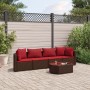 Garten-Essgruppe, 5-teilig, mit braunen Kunststoff-Rattan-Kissen. von , Gartensets - Ref: Foro24-3308373, Preis: 295,99 €, Ra...