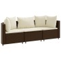 Three-piece garden sofa set and brown synthetic rattan cushions. by , Garden sets - Ref: Foro24-3308449, Price: 203,40 €, Dis...