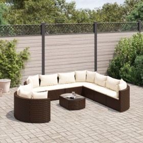 Gartensofa-Set, 10-teilig, mit braunen Kissen aus synthetischem Rattan. von , Gartensets - Ref: Foro24-3308409, Preis: 635,86...