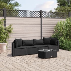 Gartenmöbel-Set 5-teilig mit schwarzen Polstern aus synthetischem Rattan von , Gartensets - Ref: Foro24-3308371, Preis: 329,6...