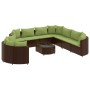 Garden sofa set 10 pieces and brown synthetic rattan cushions by , Garden sets - Ref: Foro24-3308414, Price: 767,18 €, Discou...