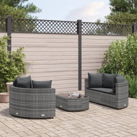 Gartensofa-Set mit 5-teiligen Kissen aus grauem synthetischem Rattan von , Gartensets - Ref: Foro24-3308442, Preis: 332,28 €,...