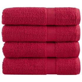 4 red 100% cotton bath towels 70x140 cm 600 gsm by , Towels - Ref: Foro24-137405, Price: 53,25 €, Discount: %