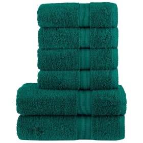 Juego de toallas 6 piezas 100% algodón verde 600 gsm de , Toallas - Ref: Foro24-137561, Precio: 46,99 €, Descuento: %