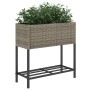 Jardinera con estante ratán sintético gris de , Maceteros y jardineras - Ref: Foro24-366389, Precio: 61,29 €, Descuento: %