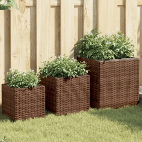 3 brown synthetic rattan planters by , Pots and planters - Ref: Foro24-366396, Price: 75,99 €, Discount: %