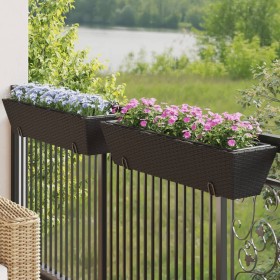 Planters with hooks 2 units black synthetic rattan by , Pots and planters - Ref: Foro24-366404, Price: 62,57 €, Discount: %