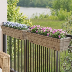 Planters with hooks 2 units synthetic rattan gray by , Pots and planters - Ref: Foro24-366406, Price: 62,99 €, Discount: %