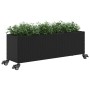 Planter with wheels and 3 black PE rattan planters 107x32x38 cm by , Pots and planters - Ref: Foro24-366419, Price: 68,26 €, ...