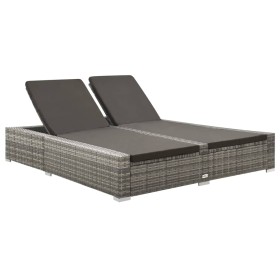 Graue Doppelliege aus synthetischem Rattan von vidaXL, Betten im Freien - Ref: Foro24-312155, Preis: 345,99 €, Rabatt: %