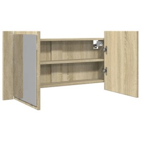 Armario y espejo LED madera ingeniería roble Sonoma 90x12x45 cm de , Tocadores de baño - Ref: Foro24-849643, Precio: 58,18 €,...