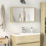 LED oak Sonoma engineered wood wardrobe and mirror 90x12x45 cm by , bathroom vanities - Ref: Foro24-849643, Price: 58,18 €, D...