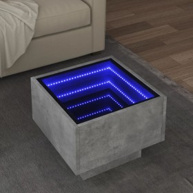 Side table with gray concrete and engineered wood LED 40x40x30cm by , Coffee table - Ref: Foro24-847500, Price: 75,17 €, Disc...