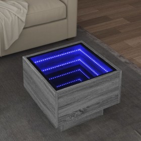 Side table with LED, engineered wood, Sonoma gray, 40x40x30cm by , Coffee table - Ref: Foro24-847502, Price: 77,72 €, Discoun...