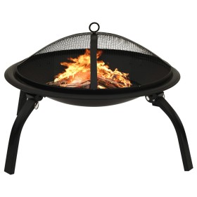 Brazier and barbecue 2 in 1 with steel poker 56x56x49 cm by vidaXL, Chimneys - Ref: Foro24-313352, Price: 76,42 €, Discount: %