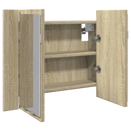 Wardrobe with LED mirror in Sonoma oak wood, 60x12x45 cm by , bathroom vanities - Ref: Foro24-849641, Price: 61,21 €, Discoun...