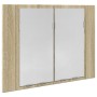 Armario con espejo LED madera roble Sonoma 60x12x45 cm de , Tocadores de baño - Ref: Foro24-849641, Precio: 61,19 €, Descuent...