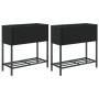 Planter boxes with shelf 2 units synthetic black rattan 70x28x70 cm by , Pots and planters - Ref: Foro24-3210510, Price: 109,...