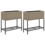 Planter boxes with shelf 2 units synthetic rattan gray 70x28x70 cm by , Pots and planters - Ref: Foro24-3210512, Price: 103,6...