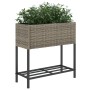 Planter boxes with shelf 2 units synthetic rattan gray 70x28x70 cm by , Pots and planters - Ref: Foro24-3210512, Price: 103,6...