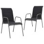 Stackable garden chairs, 2 units, black steel and textilene by vidaXL, Garden chairs - Ref: Foro24-313072, Price: 102,95 €, D...