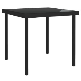 Mesa de comedor de jardín vidrio y acero negro 80x80x72 cm de vidaXL, Mesas de jardín - Ref: Foro24-313098, Precio: 128,49 €,...