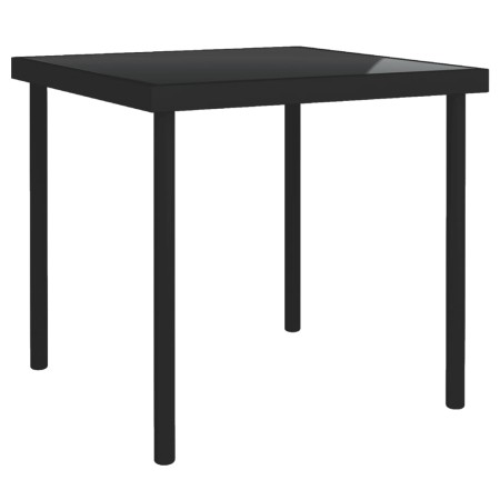 Mesa de comedor de jardín vidrio y acero negro 80x80x72 cm de vidaXL, Mesas de jardín - Ref: Foro24-313098, Precio: 128,41 €,...