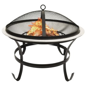 Brazier and barbecue 2 in 1 stainless steel poker 56x56x49 cm by vidaXL, Chimneys - Ref: Foro24-313351, Price: 91,99 €, Disco...