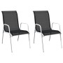 Stackable garden chairs, 2 units, black steel and textilene by vidaXL, Garden chairs - Ref: Foro24-313070, Price: 73,19 €, Di...