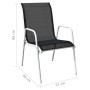 Stackable garden chairs, 2 units, black steel and textilene by vidaXL, Garden chairs - Ref: Foro24-313070, Price: 73,19 €, Di...