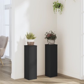 Plant stand 2 units engineered wood black 17x17x60 cm by , Pot stands - Ref: Foro24-852934, Price: 48,46 €, Discount: %