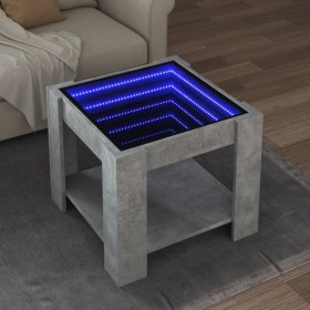 Center table and LED engineered wood gray concrete 53x53x45cm by , Coffee table - Ref: Foro24-847542, Price: 109,99 €, Discou...